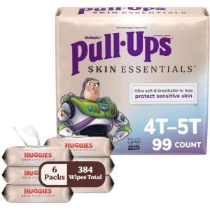imageBundle of PullUps Boys Skin Essentials Potty Training Pants Training Underwear 2T3T 1634 lbs 124 Ct 4 Packs of 31  Baby Wipes 99 Water 6 Flip Top Packs 336 Wipes Total4T5T