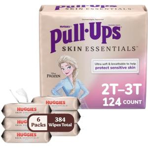 imageBundle of PullUps Girls Skin Essentials Potty Training Pants Training Underwear 4T5T 3850 lbs 99 Ct 3 Packs of 33  Baby Wipes 99 Water 6 Flip Top Packs 336 Wipes Total2T3T