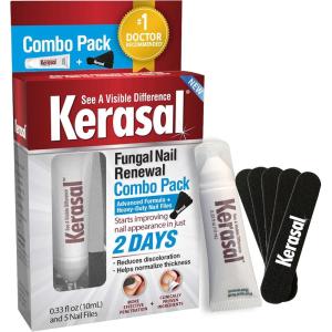 imageKerasal Nail Renewal and Nail File Combo Pack Restores Appearance of Discolored or Damaged Nails 5 Heavy Duty Nail Files 033 fl oz ClearNail Renewal  File