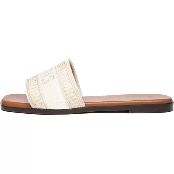 Athlefit Women's Slip On Flat Sandals Summer Embroidered Square Open Toe Slide Sandals