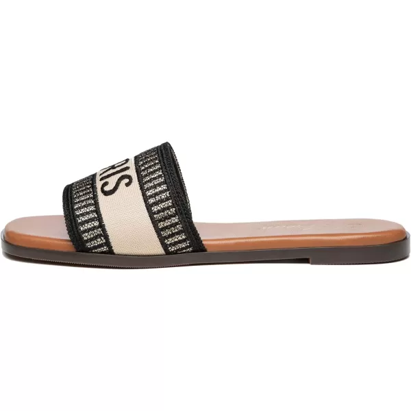 Athlefit Women's Slip On Flat Sandals Summer Embroidered Square Open Toe Slide Sandals