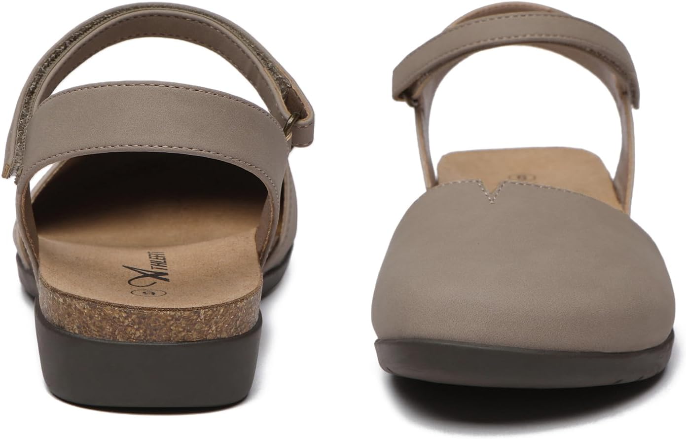 Women's Adjustable Buckle Sandals - Memory Foam Cork Footbed With Arch Support Leather Slides
