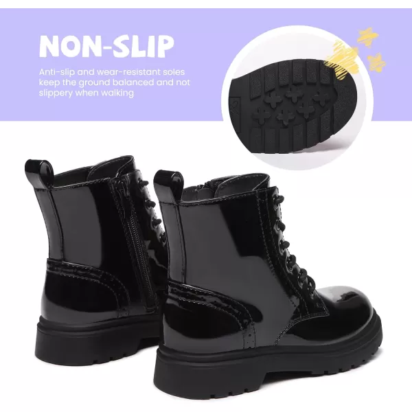 Athlefit Boys Girls Waterproof Combat Boots Lace Up Side Zipper Ankle Booties for Toddler/Little Kid/Big Kid