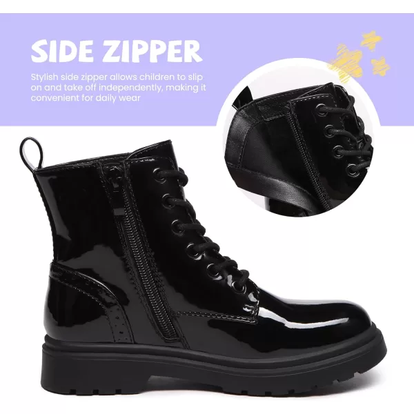 Athlefit Boys Girls Waterproof Combat Boots Lace Up Side Zipper Ankle Booties for Toddler/Little Kid/Big Kid