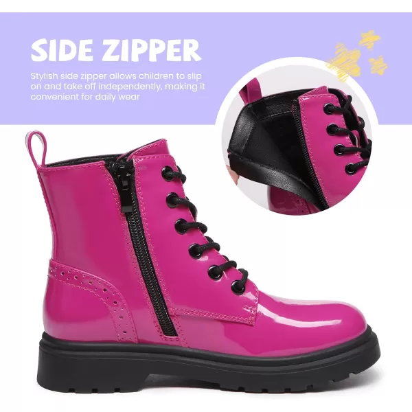 Athlefit Boys Girls Waterproof Combat Boots Lace Up Side Zipper Ankle Booties for Toddler/Little Kid/Big Kid