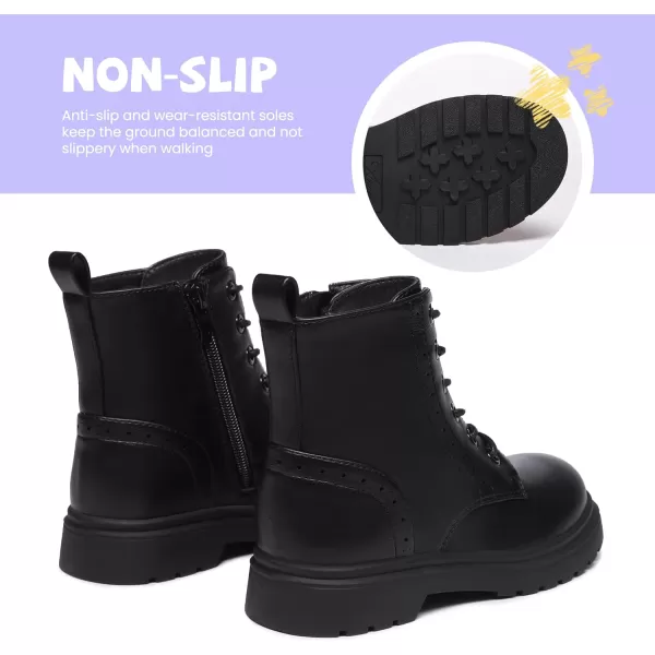 Athlefit Boys Girls Waterproof Combat Boots Lace Up Side Zipper Ankle Booties for Toddler/Little Kid/Big Kid