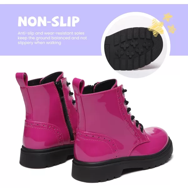 Athlefit Boys Girls Waterproof Combat Boots Lace Up Side Zipper Ankle Booties for Toddler/Little Kid/Big Kid