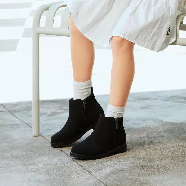 Athlefit Girls Ankle Boots Kids Side Zipper Low Heels Booties for Toddler Little Kid/Big Kid