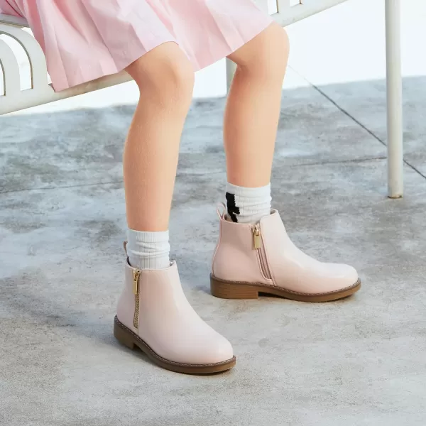 Athlefit Girls Ankle Boots Kids Side Zipper Low Heels Booties for Toddler Little Kid/Big Kid