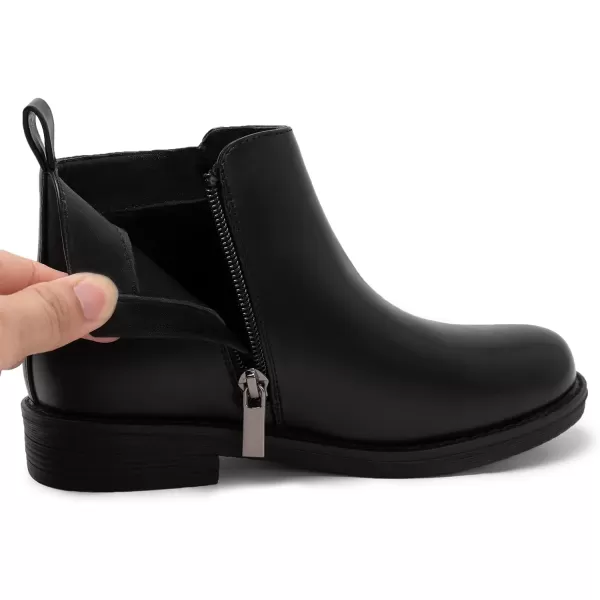 Athlefit Girls Ankle Boots Kids Side Zipper Low Heels Booties for Toddler Little Kid/Big Kid