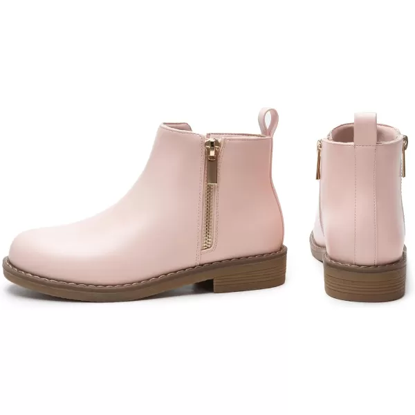 Athlefit Girls Ankle Boots Kids Side Zipper Low Heels Booties for Toddler Little Kid/Big Kid