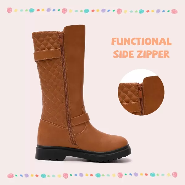 Athlefit Girls Riding Boots Fashion Buckle Side Zipper Knee High Boots for Toddler/Little Kid/Big Kid