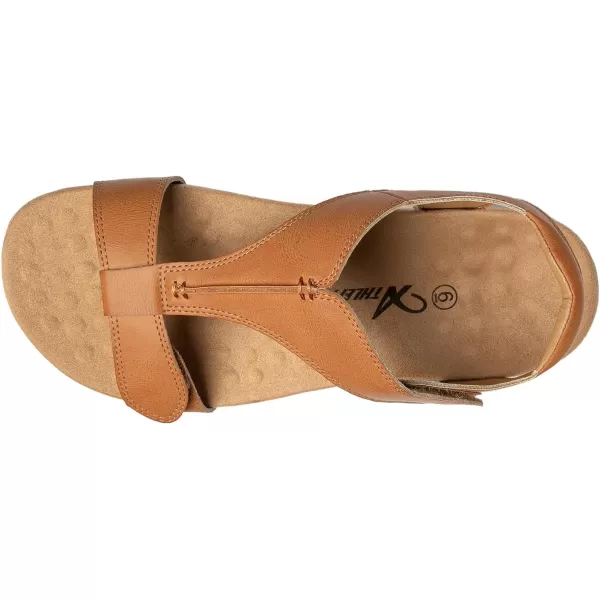 Athlefit Women's Orthopedic Arch Support Sandals Comfort Leather Beach Flat Sandals Dressy Summer