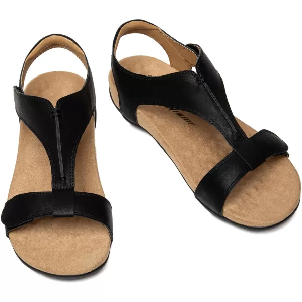 Athlefit Women's Orthopedic Arch Support Sandals Comfort Leather Beach Flat Sandals Dressy Summer