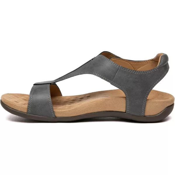 Athlefit Women's Orthopedic Arch Support Sandals Comfort Leather Beach Flat Sandals Dressy Summer