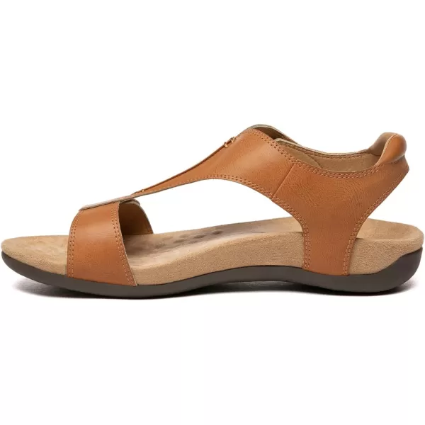 Athlefit Women's Orthopedic Arch Support Sandals Comfort Leather Beach Flat Sandals Dressy Summer
