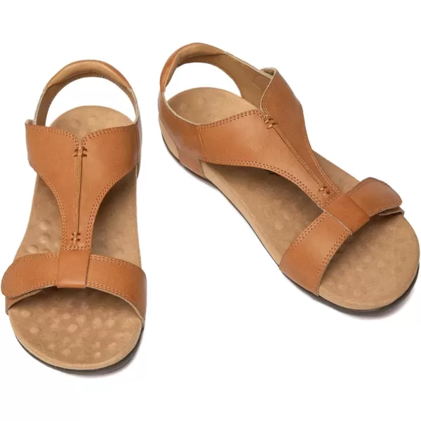 Athlefit Women's Orthopedic Arch Support Sandals Comfort Leather Beach Flat Sandals Dressy Summer