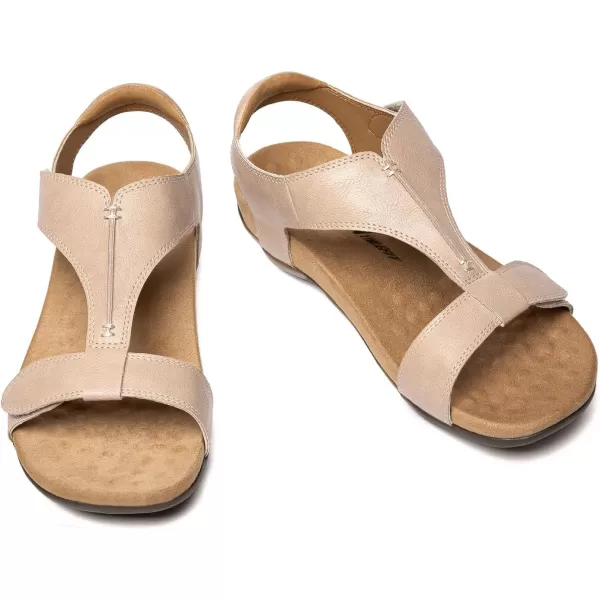Athlefit Women's Orthopedic Arch Support Sandals Comfort Leather Beach Flat Sandals Dressy Summer