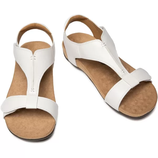 Athlefit Women's Orthopedic Arch Support Sandals Comfort Leather Beach Flat Sandals Dressy Summer
