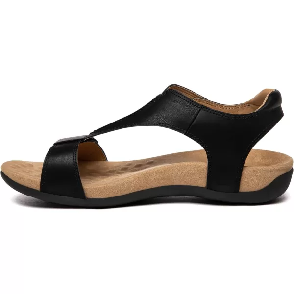 Athlefit Women's Orthopedic Arch Support Sandals Comfort Leather Beach Flat Sandals Dressy Summer