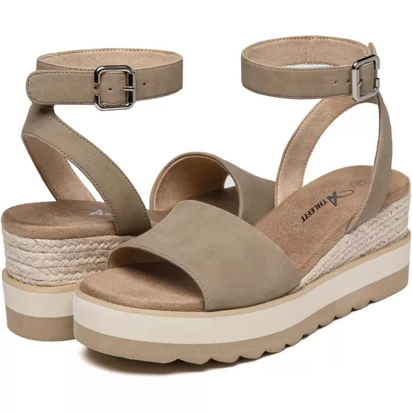 Athlefit Women's Platform Sandals Buckle Ankle Strap Open Toe Espadrille Wedge Sandals