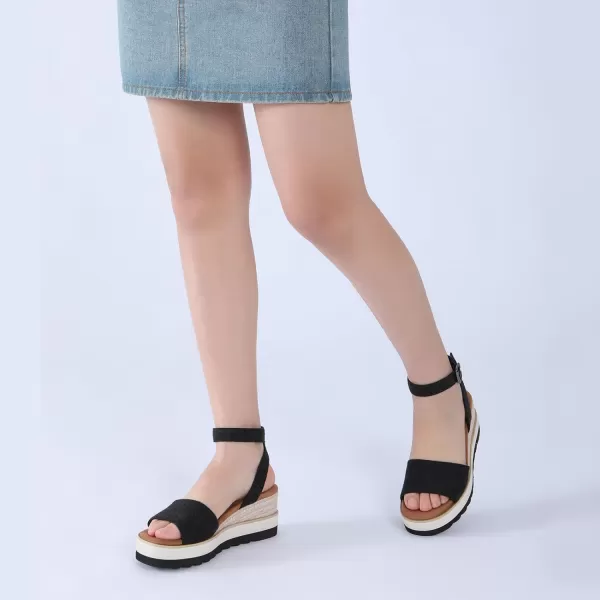 Athlefit Women's Platform Sandals Buckle Ankle Strap Open Toe Espadrille Wedge Sandals