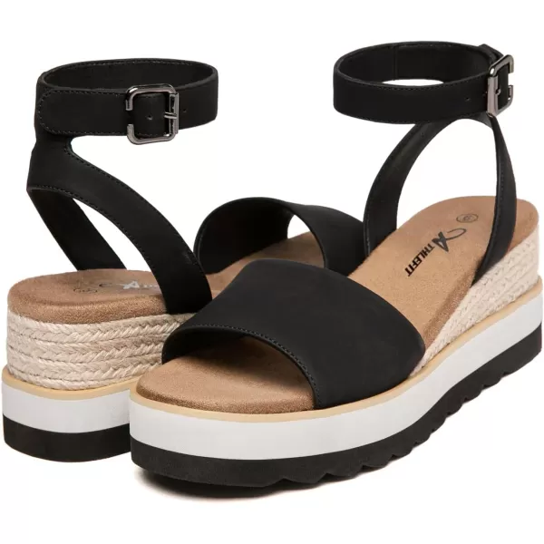 Athlefit Women's Platform Sandals Buckle Ankle Strap Open Toe Espadrille Wedge Sandals