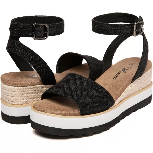 Athlefit Women's Platform Sandals Buckle Ankle Strap Open Toe Espadrille Wedge Sandals
