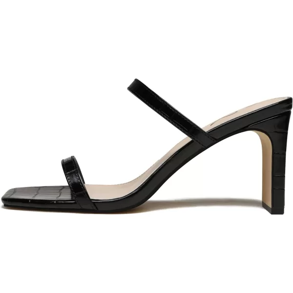 Athlefit Women's Square Open Toe Heeled Sandals Two Strap Slip On Backless Chunky Heels