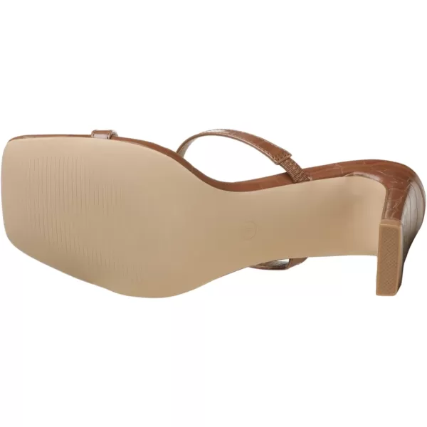 Athlefit Women's Square Open Toe Heeled Sandals Two Strap Slip On Backless Chunky Heels