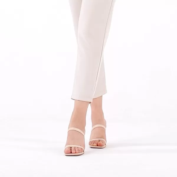 Athlefit Women's Square Open Toe Heeled Sandals Two Strap Slip On Backless Chunky Heels