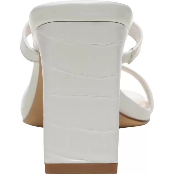 Athlefit Women's Square Open Toe Heeled Sandals Two Strap Slip On Backless Chunky Heels