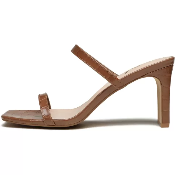 Athlefit Women's Square Open Toe Heeled Sandals Two Strap Slip On Backless Chunky Heels