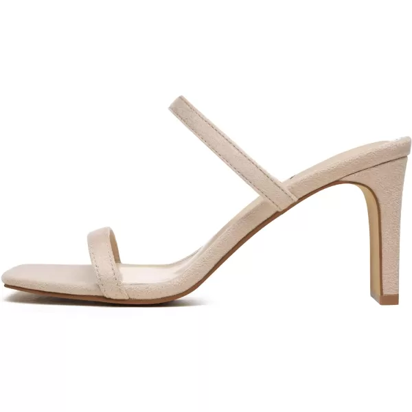 Athlefit Women's Square Open Toe Heeled Sandals Two Strap Slip On Backless Chunky Heels