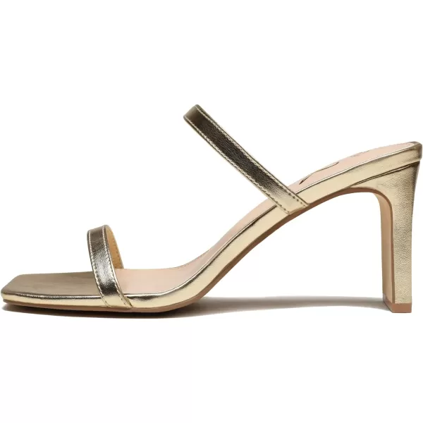 Athlefit Women's Square Open Toe Heeled Sandals Two Strap Slip On Backless Chunky Heels