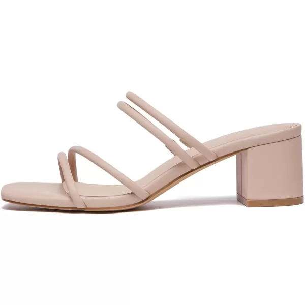 Athlefit Women's Strappy Block Chunky Heels Fashion Square Open Toe Slip On Heeled Sandals
