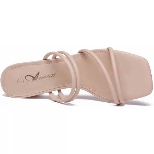 Athlefit Women's Strappy Block Chunky Heels Fashion Square Open Toe Slip On Heeled Sandals