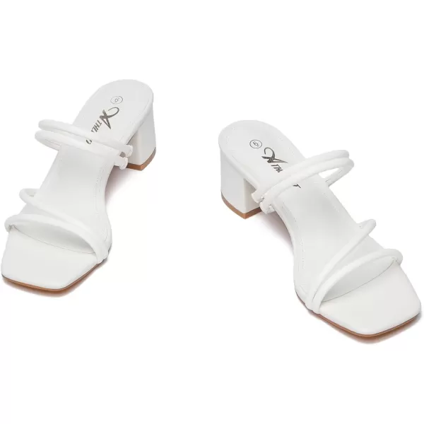 Athlefit Women's Strappy Block Chunky Heels Fashion Square Open Toe Slip On Heeled Sandals