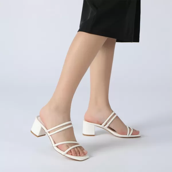 Athlefit Women's Strappy Block Chunky Heels Fashion Square Open Toe Slip On Heeled Sandals