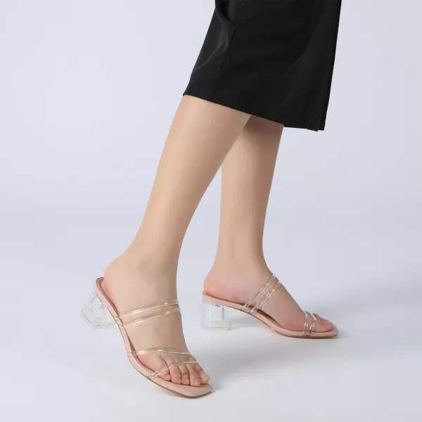 Athlefit Women's Strappy Block Chunky Heels Fashion Square Open Toe Slip On Heeled Sandals