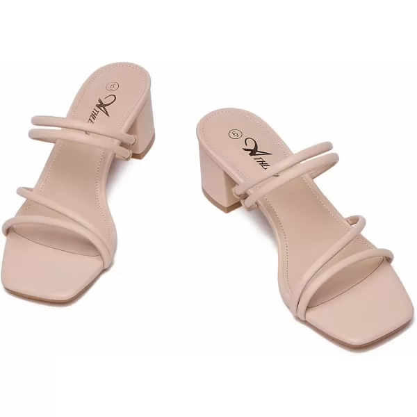 Athlefit Women's Strappy Block Chunky Heels Fashion Square Open Toe Slip On Heeled Sandals