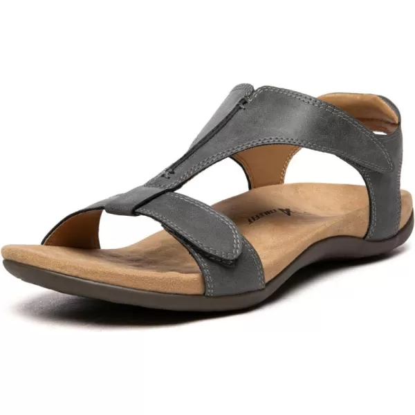 Athlefit Women's Orthopedic Arch Support Sandals Comfort Leather Beach Flat Sandals Dressy Summer