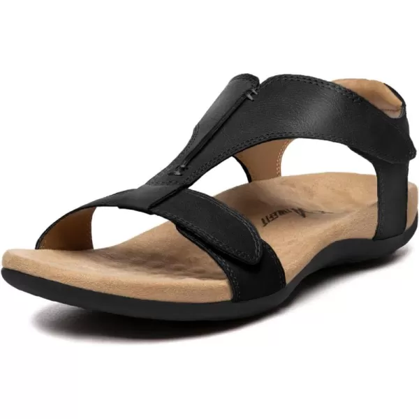 Athlefit Women's Orthopedic Arch Support Sandals Comfort Leather Beach Flat Sandals Dressy Summer