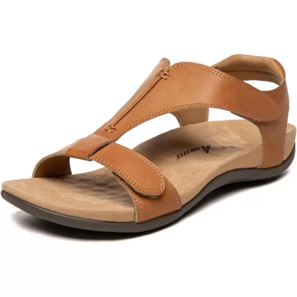 Athlefit Women's Orthopedic Arch Support Sandals Comfort Leather Beach Flat Sandals Dressy Summer