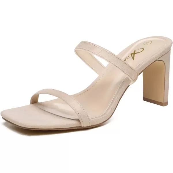 Athlefit Women's Square Open Toe Heeled Sandals Two Strap Slip On Backless Chunky Heels