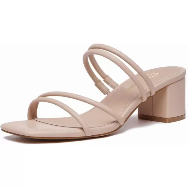 Athlefit Women's Strappy Block Chunky Heels Fashion Square Open Toe Slip On Heeled Sandals