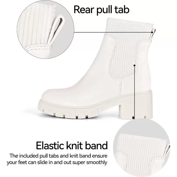 Athlefit Women's Chelsea Platform Ankle Boots Elastic Chunky Heel Lug Sole Booties