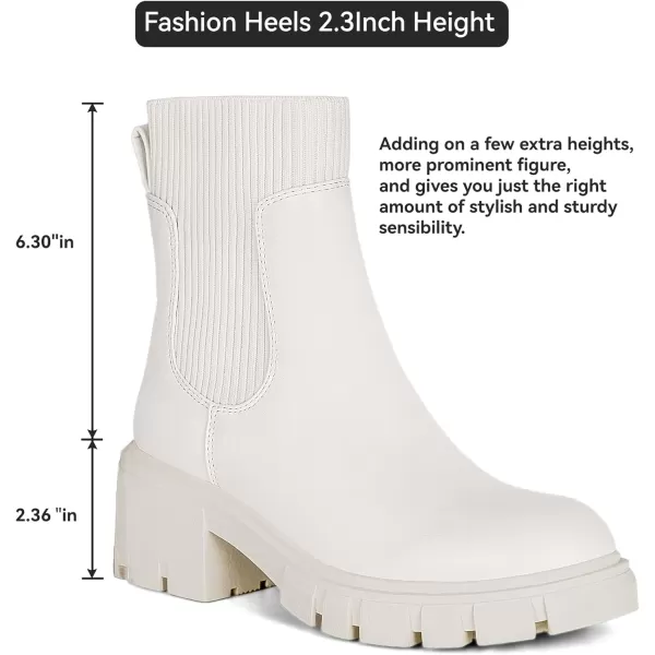 Athlefit Women's Chelsea Platform Ankle Boots Elastic Chunky Heel Lug Sole Booties