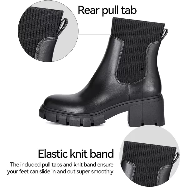 Athlefit Women's Chelsea Platform Ankle Boots Elastic Chunky Heel Lug Sole Booties