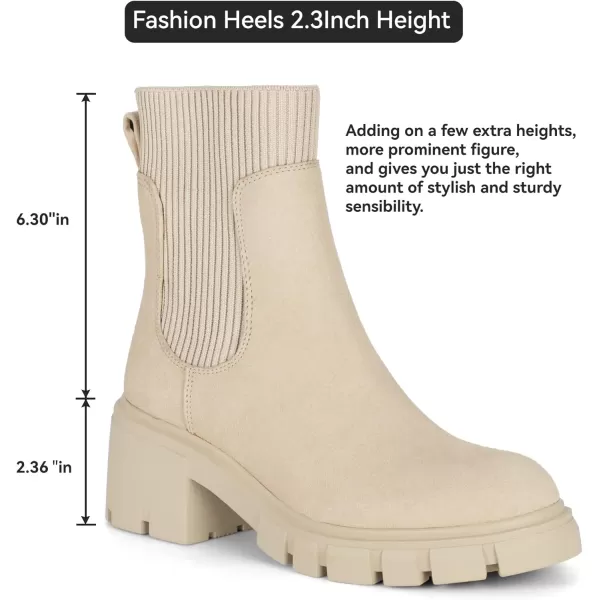 Athlefit Women's Chelsea Platform Ankle Boots Elastic Chunky Heel Lug Sole Booties